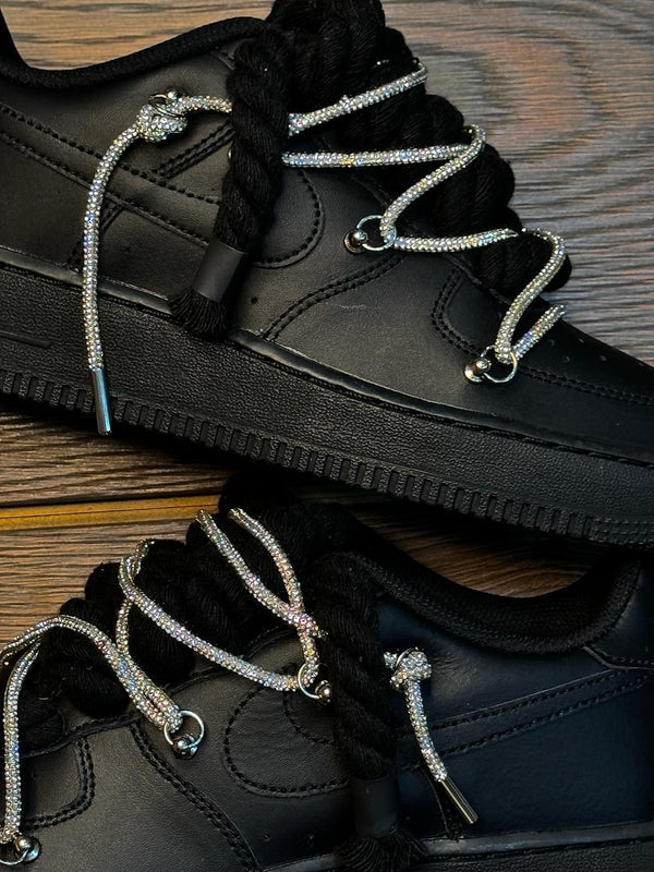 NIKE AIR FORCE ROPE LACESTRIPLE BLACK SWAROVSKI