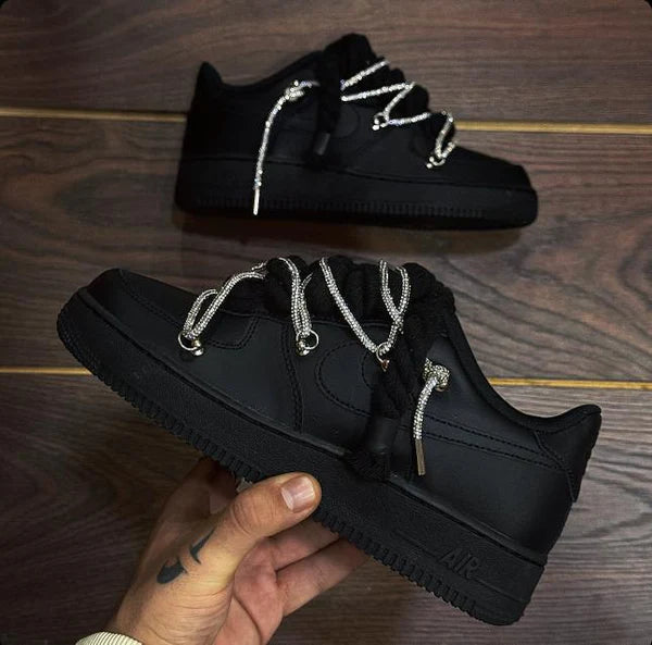 NIKE AIR FORCE ROPE LACESTRIPLE BLACK SWAROVSKI