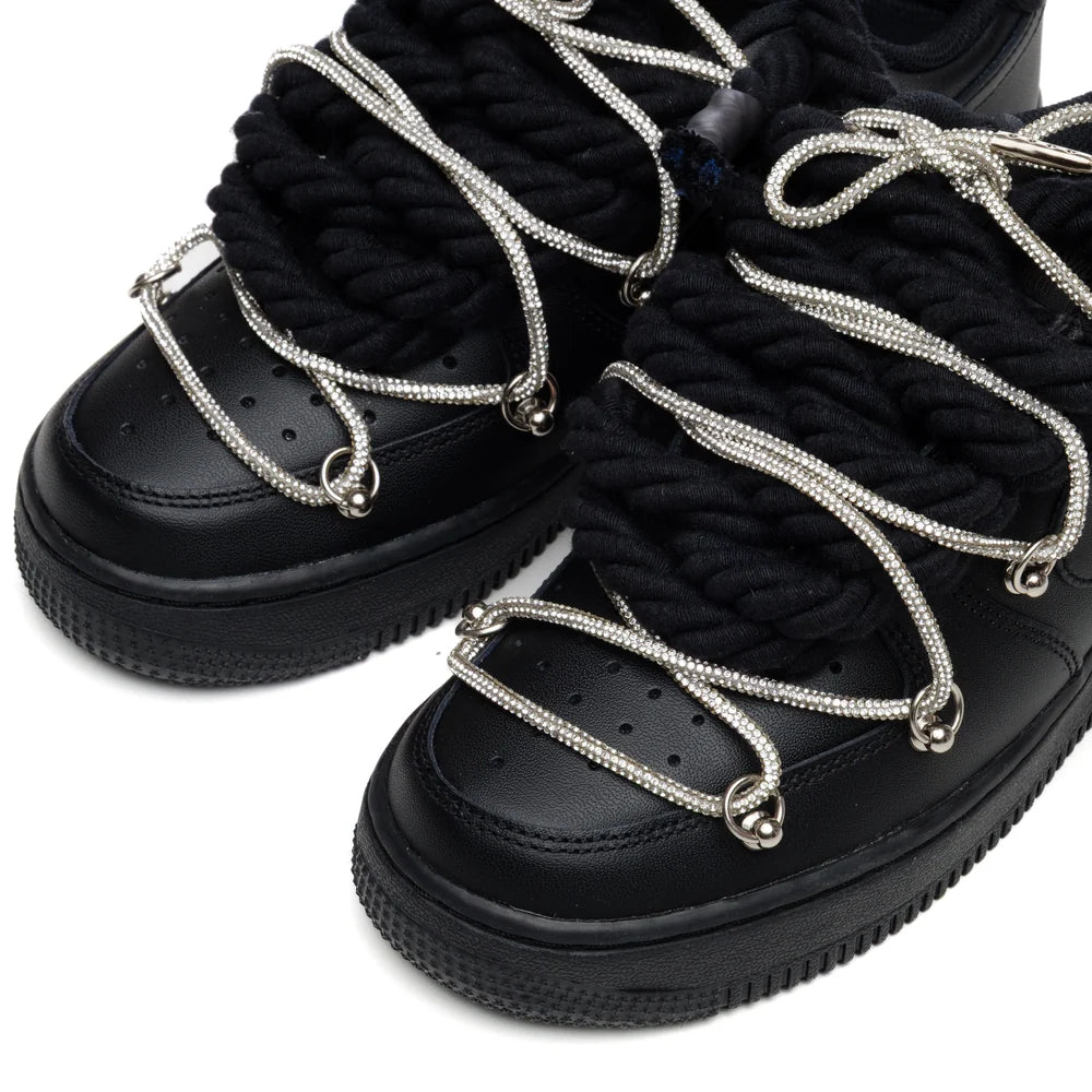 NIKE AIR FORCE ROPE LACES TRIPLE BLACK SWAROVSKI