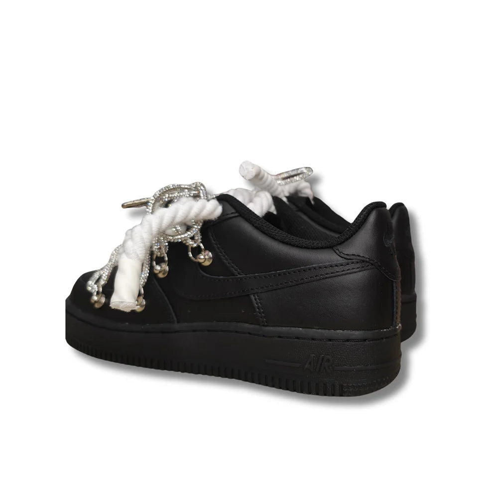 NIKE AIR FORCE ROPE LACES BLACK WHITE SWAROVSKI