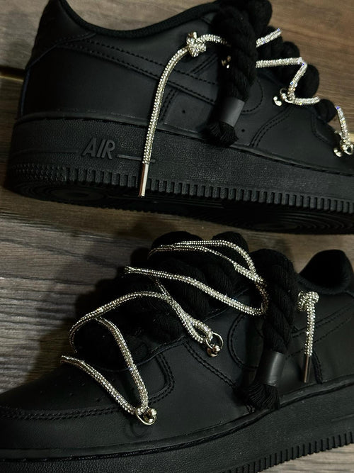NIKE AIR FORCE ROPE LACESTRIPLE BLACK SWAROVSKI