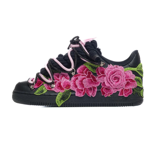 NIKE AIR FORCE BLACK PINK ROSES