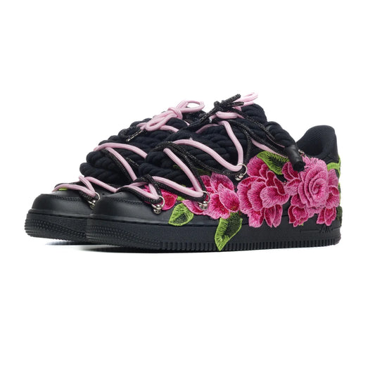 NIKE AIR FORCE BLACK PINK ROSES