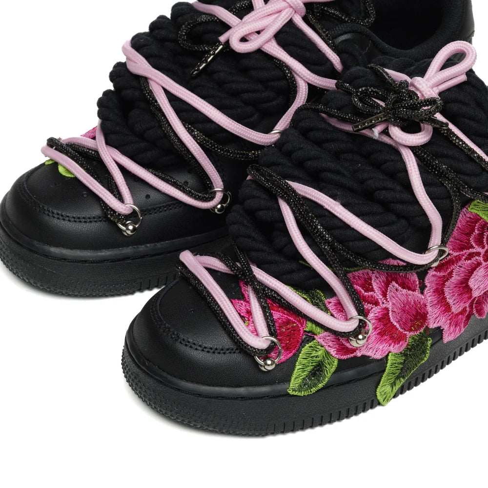 NIKE AIR FORCE BLACK PINK ROSES