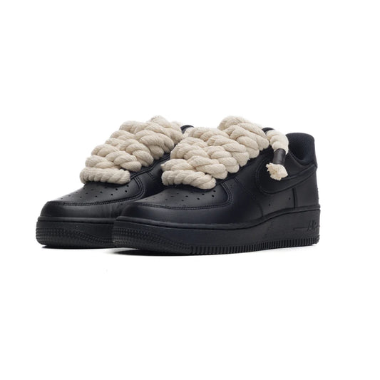 NIKE AIR FORCE 1 BLACK ROPE LACES BEIGE