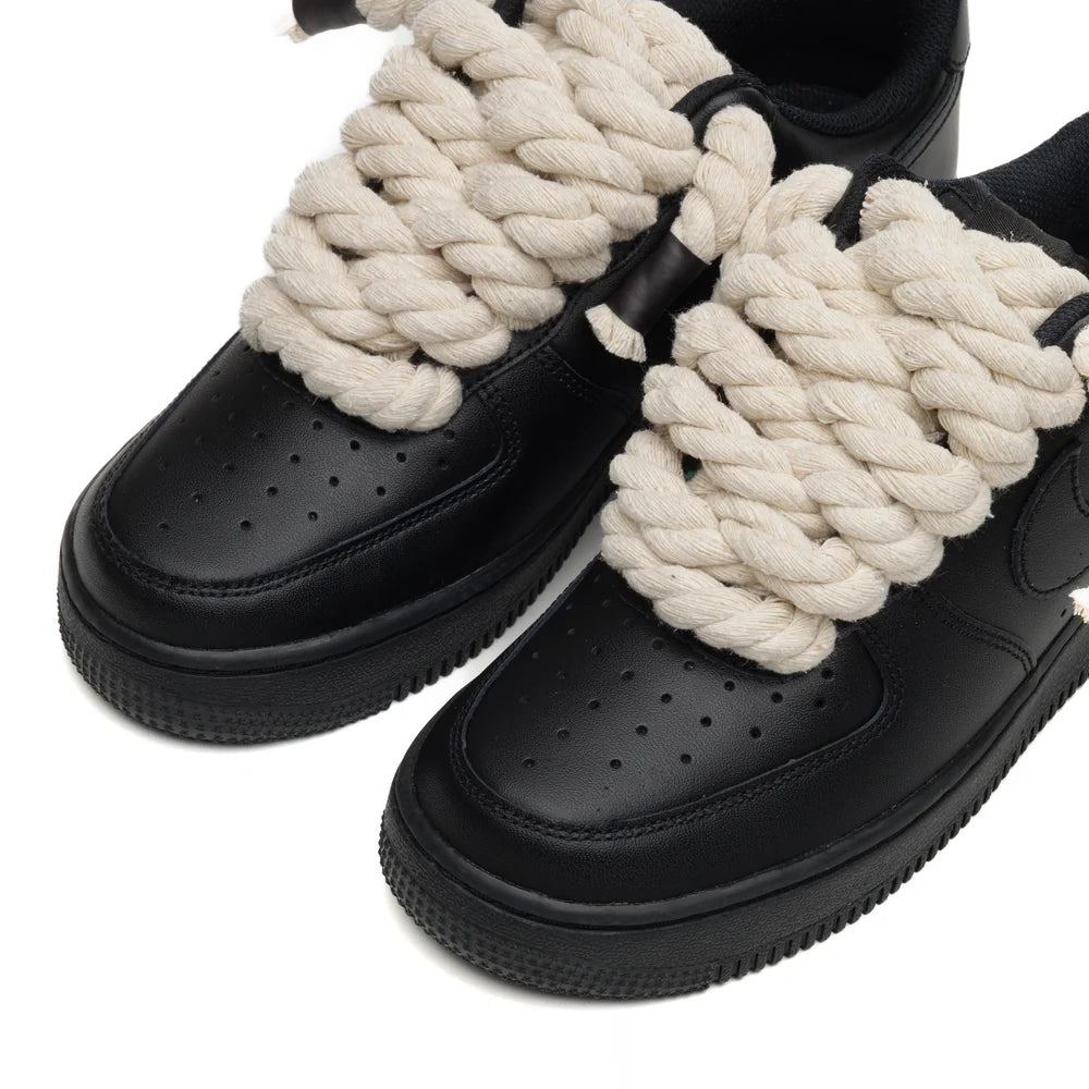 NIKE AIR FORCE 1 BLACK ROPE LACES BEIGE